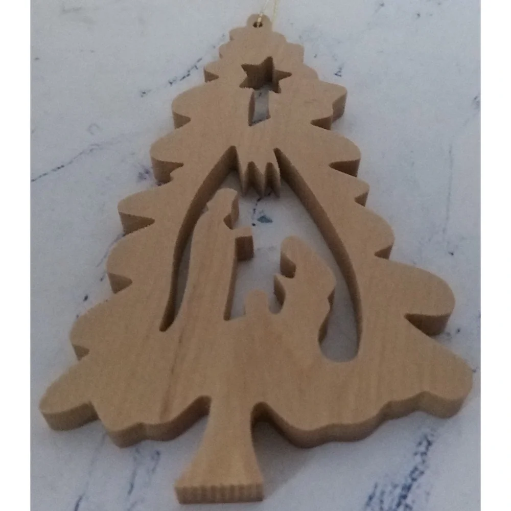Wooden Bethlehem Nativity Tree Ornament